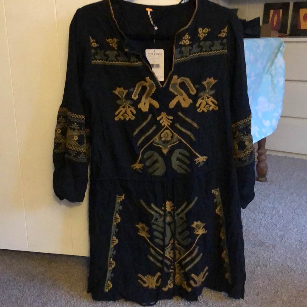 Bohemian embroidery tunic dress